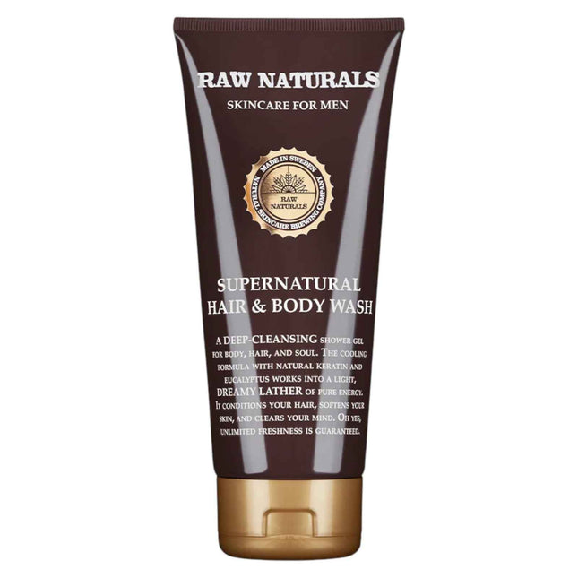 Raw Naturals Supernatural 100% vegan – Hair Shampoo for Men, Conditioner & Shower Gel 3-in-1, 200 ml