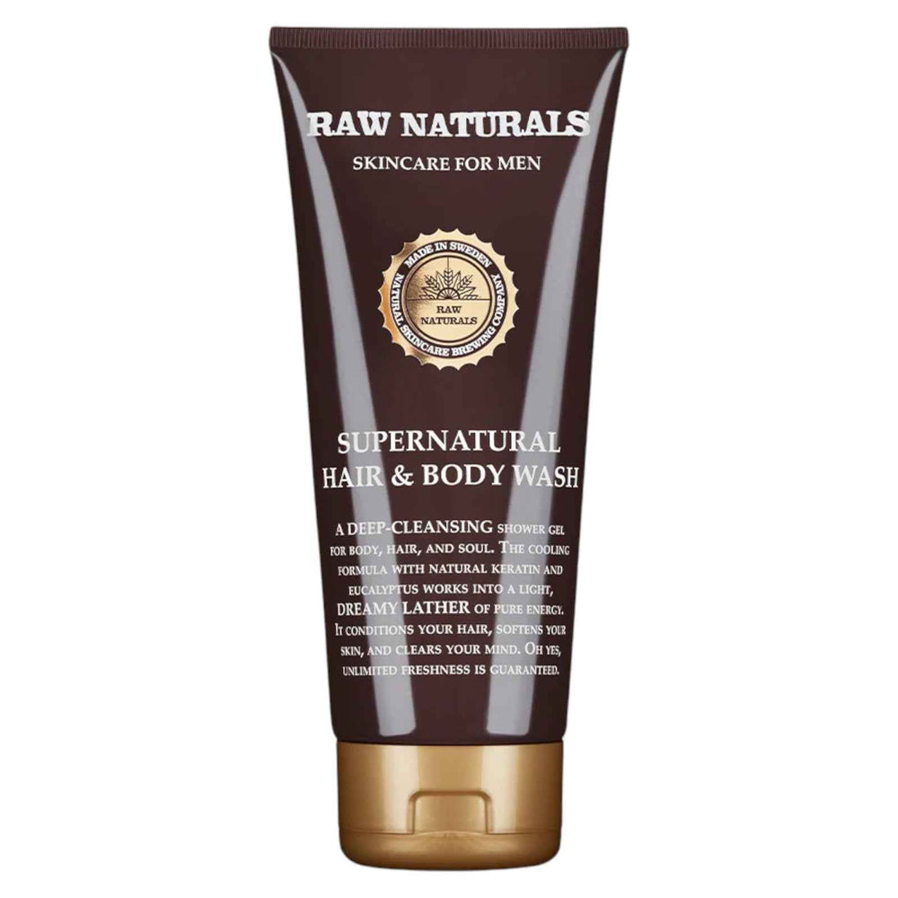 Raw Naturals Supernatural 100% vegan – Hair Shampoo for Men, Conditioner & Shower Gel 3-in-1, 200 ml