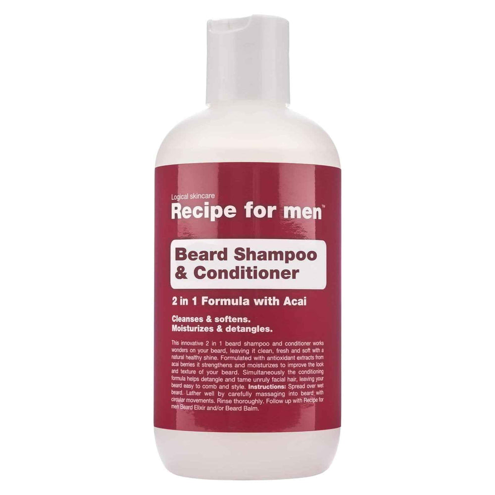 Recipe for Men Beard Shampoo & Conditioner, Cleansing and Conditioning, Beard Shampoo, Moisture, 250 ml