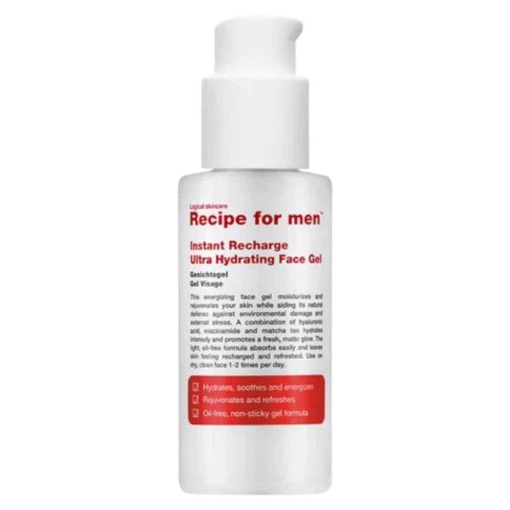 Recipe for Men Instant Recharge Hyaluronic Acid Moisturizes – Gel Unisex, Face, 75 ml