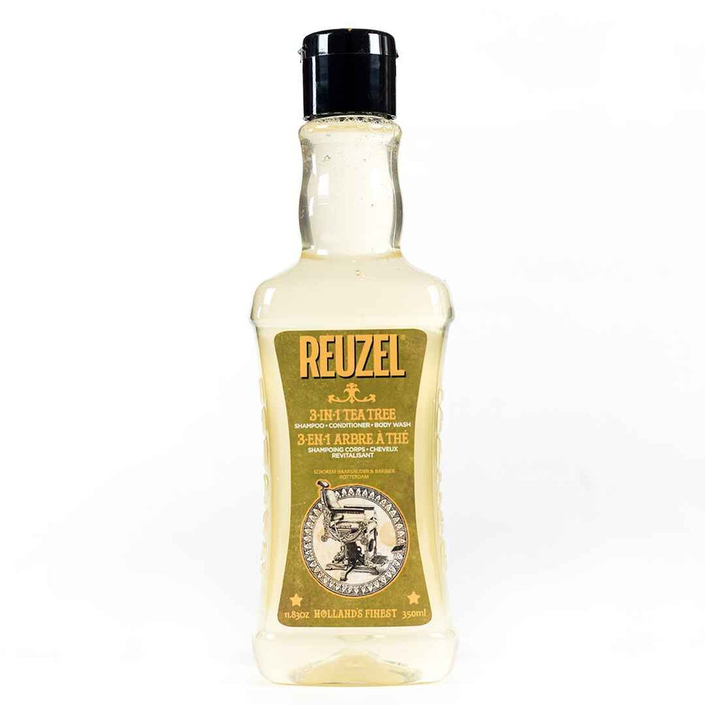 Reuzel Tea Tree Oil – Hair Shampoo for Men, Conditioner & Shower Gel 3-in-1, Moisturizing, 350 ml