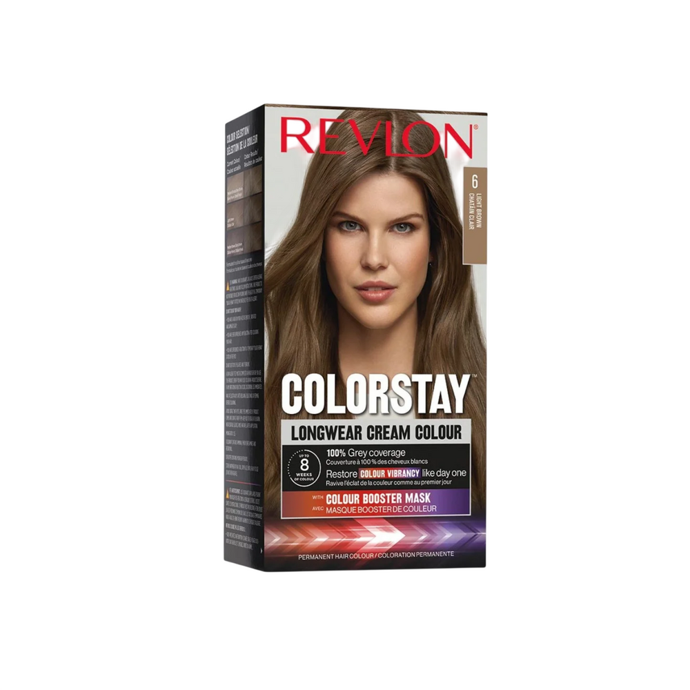 Revlon Color Stay – Permanent Hair Dye for Women, 6 Light Brown, 165 ml