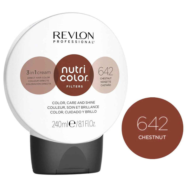 Revlon Nutri Color Filters – Hair Colouring Cream Toner for Women, 642 Chestnut, 240 ml