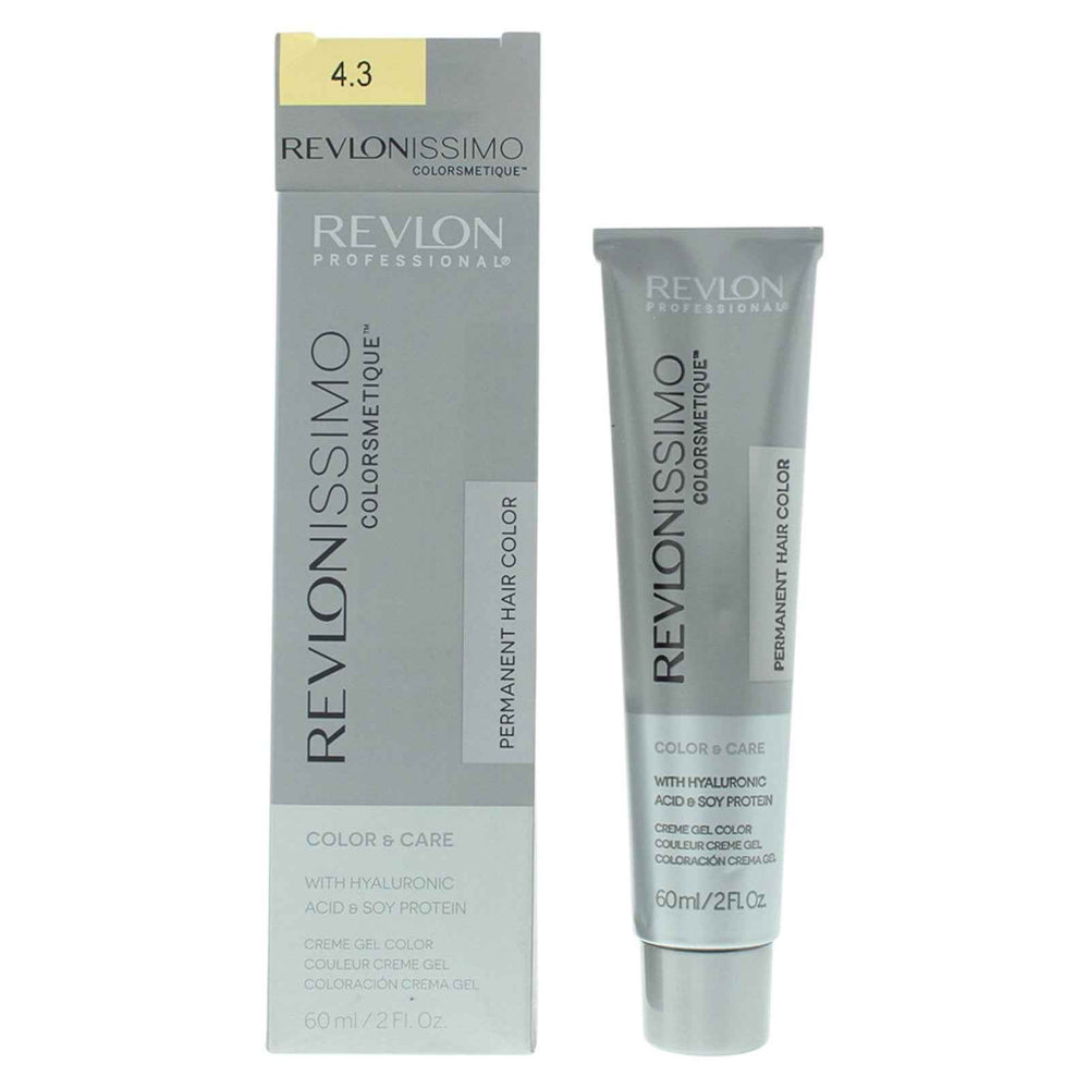 Revlon Revlonissimo Colorsmetique Hyaluronic Acid – Permanent Hair Dye Unisex, 4.3 Medium Golden Brown, 60 ml