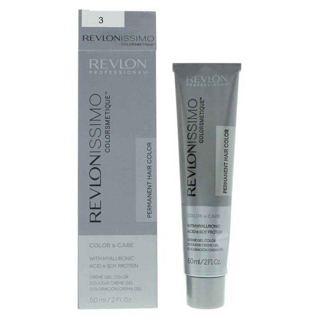 Revlon Revlonissimo Colorsmetique Hyaluronic – Permanent Hair Dye Unisex, 3 Dark Brown, 60 ml