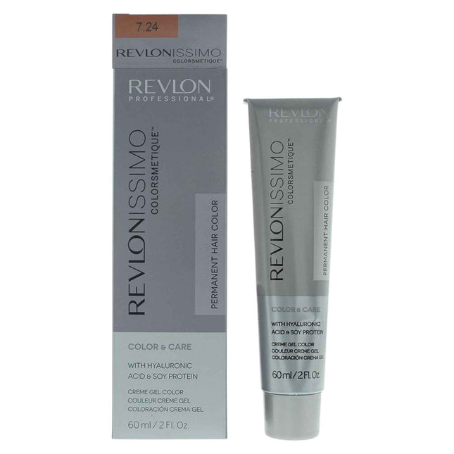 Revlon Revlonissimo Colorsmetique – Permanent Hair Dye Unisex, 7.24 Coppery Pearl Blonde, 60 ml