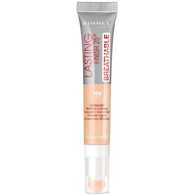 Rimmel London Lasting Finish Natural Medium Coverage – Cream Concealer for Women, 100, Fair, 7 ml
