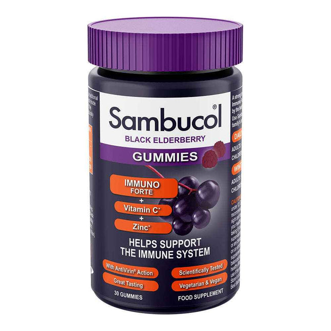 Sambucol Immuno Forte+ Black Eldeberry Vitamin C & Zinc Support The Immune System – Gummies Unisex, 30 pcs