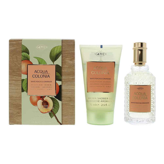 4711 Set 4711: Acqua Colonia White Peach & Coriander – Eau de Cologne Unisex, 50 ml + Acqua Colonia, White Peach & Coriander, Moisturizing, Shower Gel, Body, All Skin Types, 75 ml