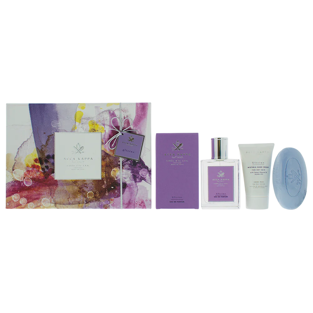 Acca Kappa Set Acca Kappa: Wisteria – Eau de Parfum for Women, 100 ml + Wisteria, Hydrating, Hand Cream, Jasmine, 75 ml +…