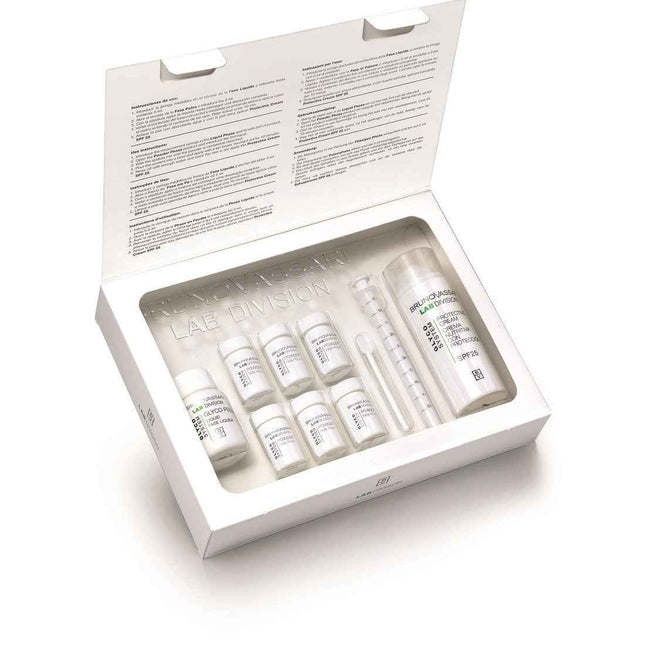 Bruno Vassari Set Bruno Vassari: Glyco System Eliminates Impurities Exfoliating Powder 6 pcs 0.30 g + Glyco System Protects & Hydrates – Cream for Women, For Face, SPF 25, 30 ml