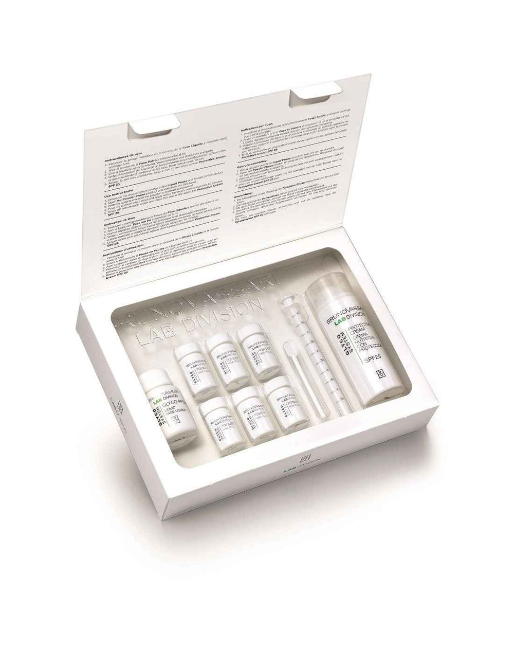 Bruno Vassari Set Bruno Vassari: Glyco System Eliminates Impurities Exfoliating Powder 6 pcs 0.30 g + Glyco System Protects & Hydrates – Cream for Women, For Face, SPF 25, 30 ml