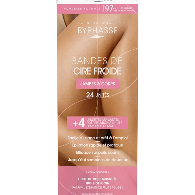 Byphasse Set Byphasse Cold Wax – Hair Removal Wax Strips for Women, For Legs, 24 pcs