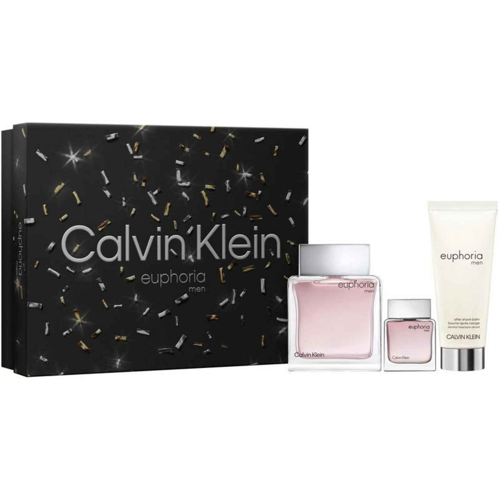Calvin Klein Set Calvin Klein: Euphoria – Eau de Toilette for Men, 100 ml + Euphoria, 15 ml Miniature + Euphoria, Aftershave Balm, 100 ml