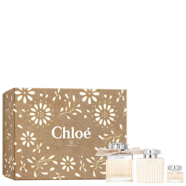 Chloe Set Chloe: Chloe – Eau de Parfum for Women, 75 ml + Chloe, 5 ml Miniature + Chloe, Body Lotion, All Over The Body, 100 ml