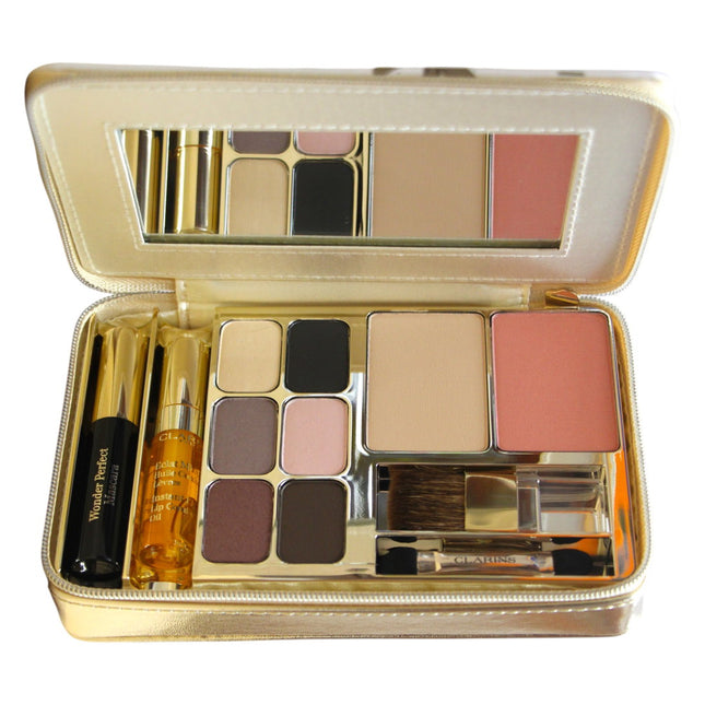 Clarins Set Clarins: Clarins Multi-use Face Palette 8 Shades 18 g + Wonder Volume Volumising – Mascara for Women, Black, 3…