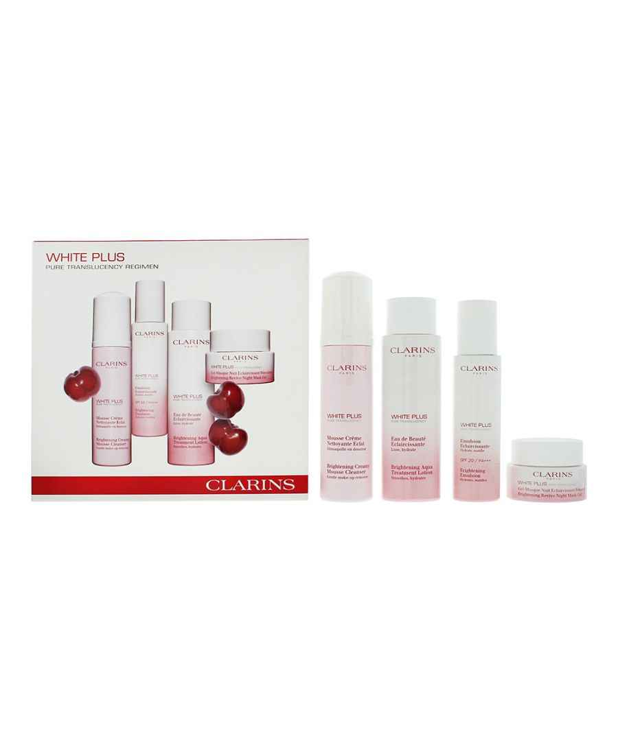 Clarins Set Clarins: White Plus Hydrating Day Emulsion For Face 75 ml + White Plus Brightening Cleansing Foam 150 ml + White Plus Brightening – Lotion for Women, For Face, 200 ml + White Plus, Brightening, Gel Mask,…