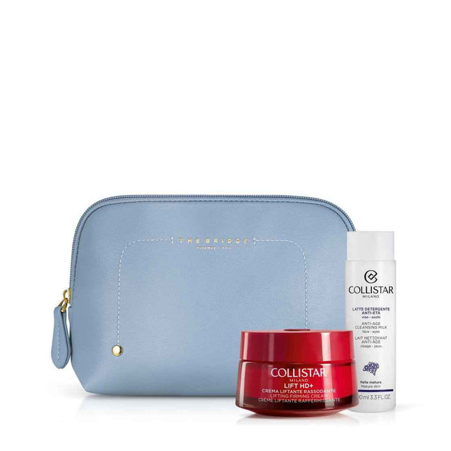 Collistar Set Collistar: Lift HD+ Lifting & Firming – Cream for Women, For Face & Neck, 50 ml + Collistar, Anti-Ageing, Cleansing Milk, For Face & Eyes, 100 ml + The Bridge, GWP Textile Pouch, Blue