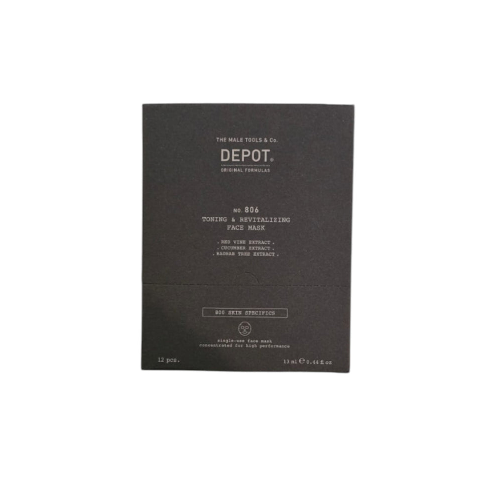 Depot Set Depot 800 Skin Specifics No. 806 Hyaluronic Acid Toning & Revitalizing – Sheet Mask for Men, For Face, Day, 12…