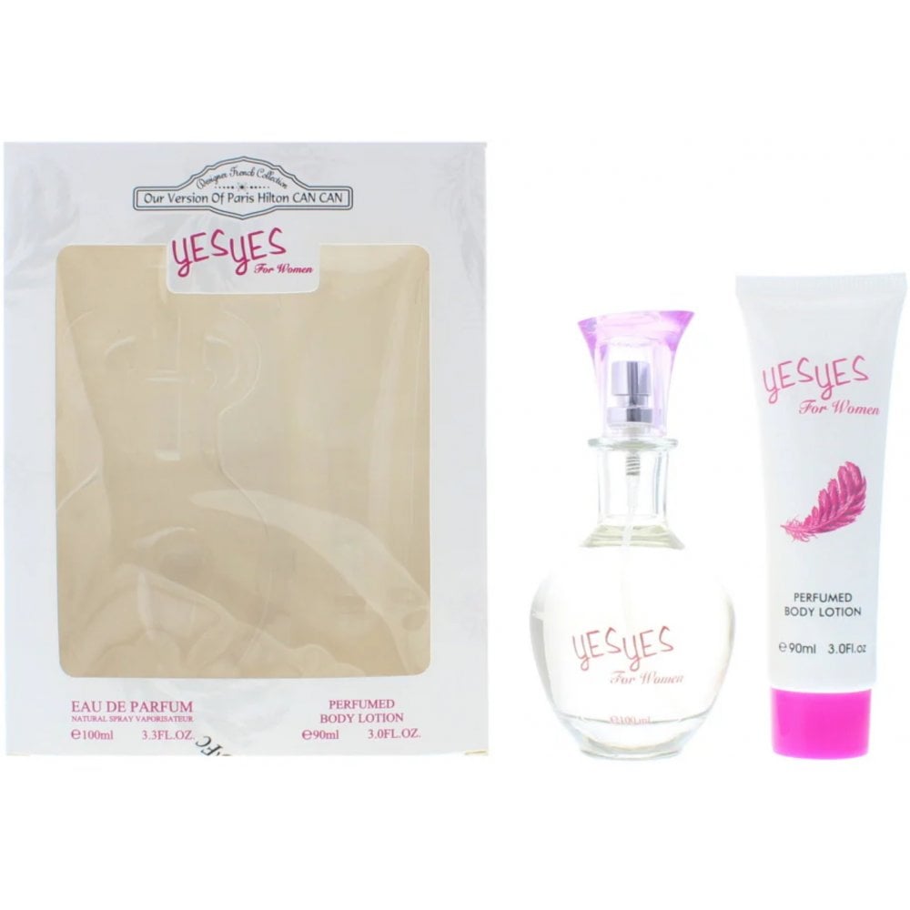 Designer French Set Designer French: Yes Yes Hydrates – Body Lotion for Women, 90 ml + Yes Yes, Eau de Parfum, 100 ml
