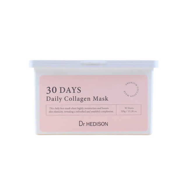 Dr. Hedison Set Dr. Hedison 30 Days Daily Collagen Vegan Intense Hydration – Sheet Mask Unisex, Face, Daily, 30 pcs, 320 g