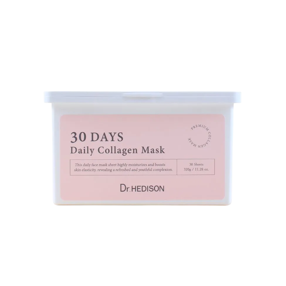 Dr. Hedison Set Dr. Hedison 30 Days Daily Collagen Vegan Intense Hydration – Sheet Mask Unisex, Face, Daily, 30 pcs, 320 g