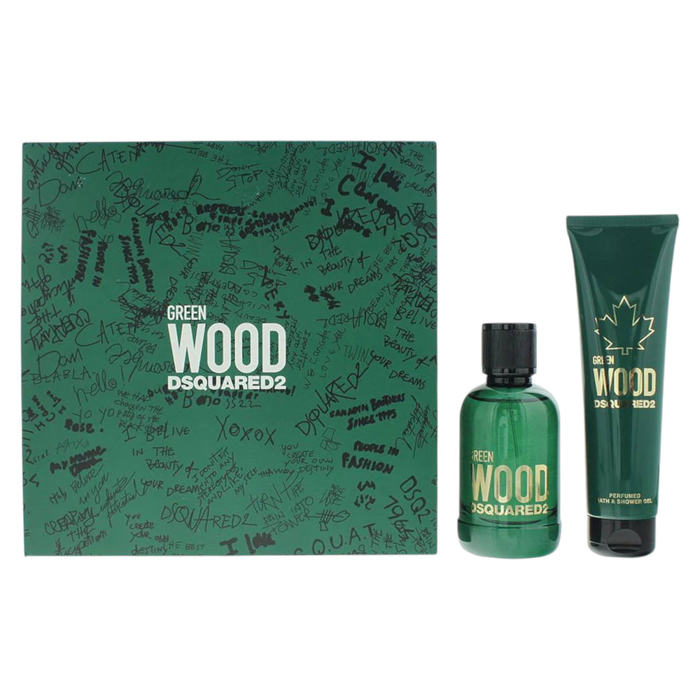 Dsquared 2 Set Dsquared 2: Green Wood – Eau de Toilette for Men, 100 ml + Green Wood, Shower Gel, All Skin Types, 150 ml