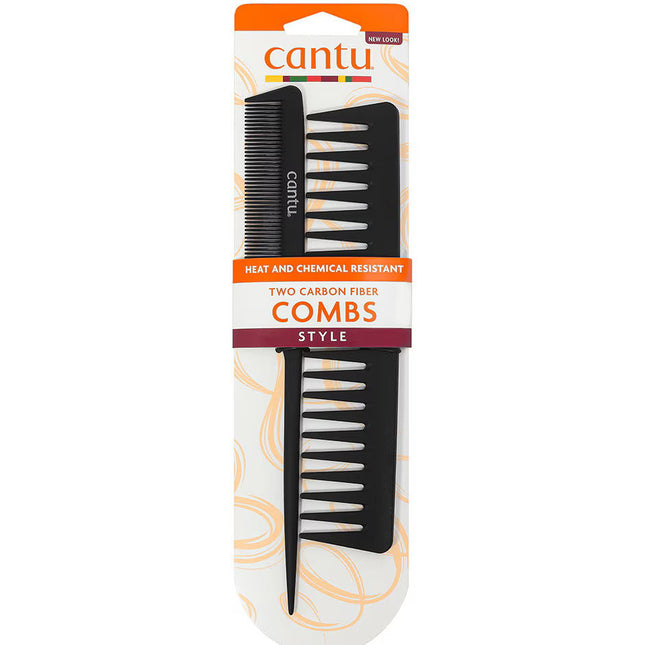 Cantu Set Duo Cantu Cantu Styling – Hair Plastic Comb Unisex, Black, 2 pcs