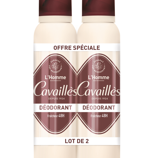 Roge Cavailles Set Duo Roge Cavailles L'Homme 48h Protection – Deodorant Spray for Men, 2 pcs, 150 ml