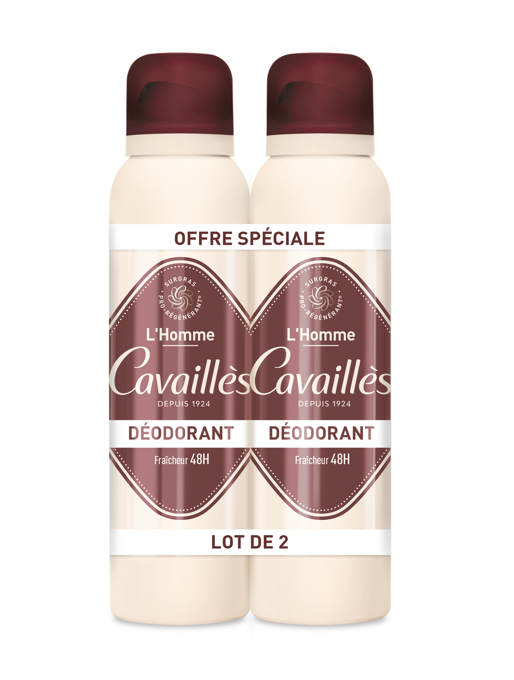 Roge Cavailles Set Duo Roge Cavailles L'Homme 48h Protection – Deodorant Spray for Men, 2 pcs, 150 ml