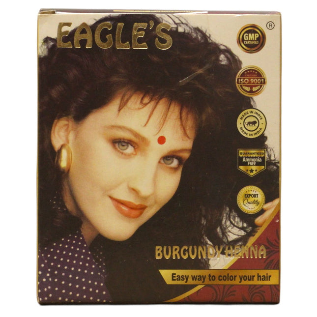 Eagles Set Eagles Henna Hair Color – Permanent Hair Dye for Women, Burgundy, 6 pcs, 10 g