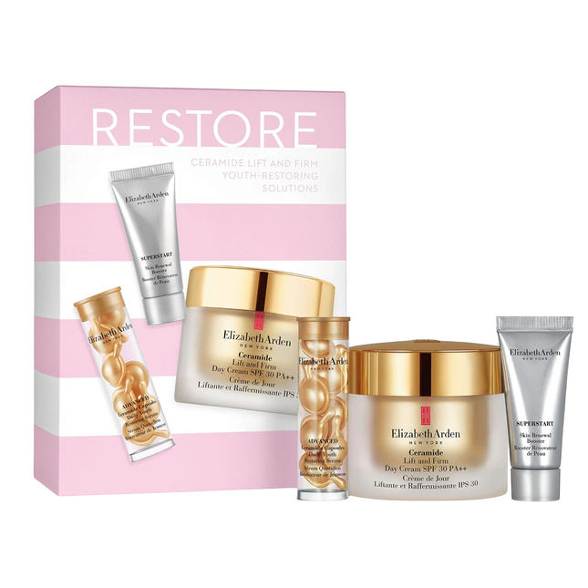 Elizabeth Arden Set Elizabeth Arden: Superstart Restorative – Serum for Women, 5 ml + Ceramide, Moisturizing, Cream, For Face, SPF 30, 50 ml + Advanced Ceramide, Restores, Serum Capsules, Face, 7 pcs