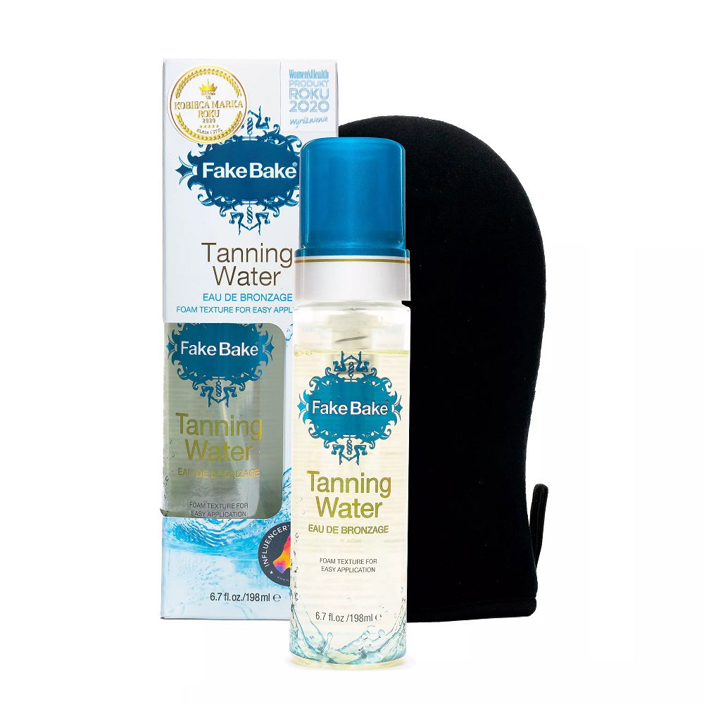 Fake Bake Set Fake Bake: Tanning Water Bronzing – Self-Tanning Spray for Women, 198 ml + Fake Bake, Tanning Mitts, Black