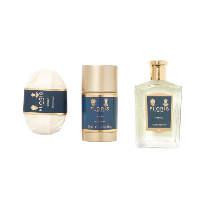 Floris Of London Set Floris Of London: Cefiro – Eau de Toilette Unisex, 100 ml + Cefiro, Scented Soap Bar, 100 g + Cefiro, Anti-Perspirant, Deodorant Stick, 75 g