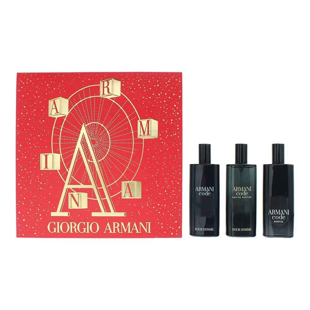 Giorgio Armani Set Giorgio Armani: Code – Parfum for Men, Refillable, 15 ml + Code, Eau de Toilette, 15 ml + Code, Eau de Parfum, 15 ml