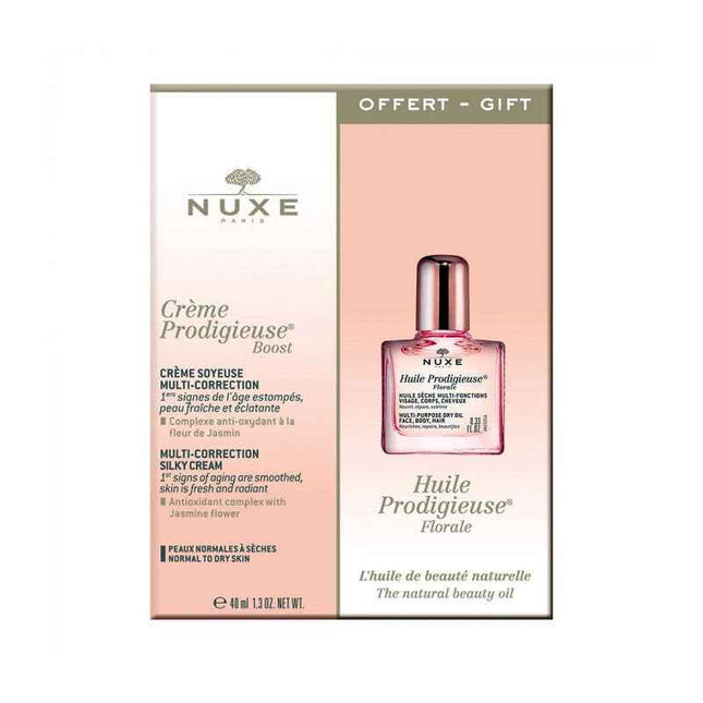 Nuxe Huile Prodigieuse Florale Set Nuxe: Creme Prodigieuse Boost Smoothing – Cream for Women, For Face, 40 ml + Prodigieuse Florale, Anti-Ageing, Serum, For Face, 10 ml