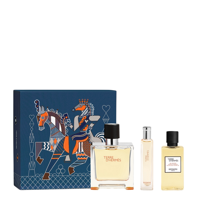 Hermes Set Hermes: Terre d'Hermes – Eau de Parfum for Men, 75 ml + Terre d'Hermes, 15 ml + Terre d'Hermes, Shower Gel, For…