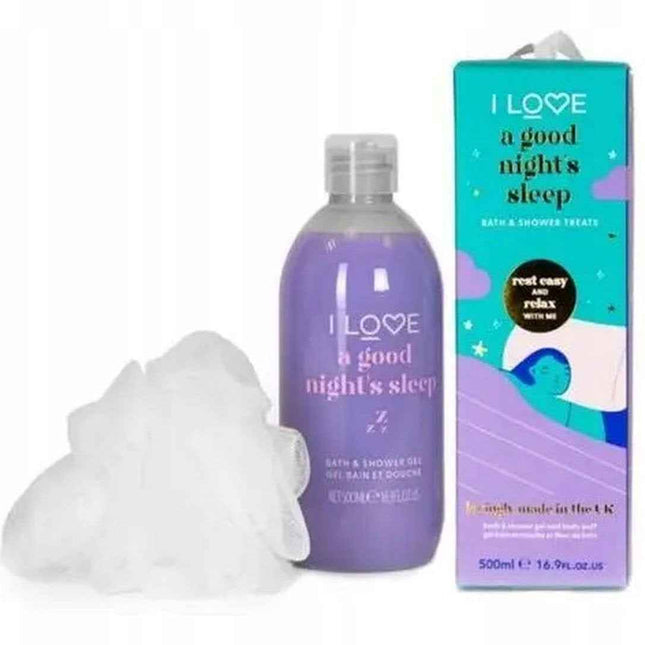 I Love Set I Love: A Good Night's Sleep Hydrating – Shower Gel for Women, For All Skin Types, 500 ml + I Love, Body Sponge