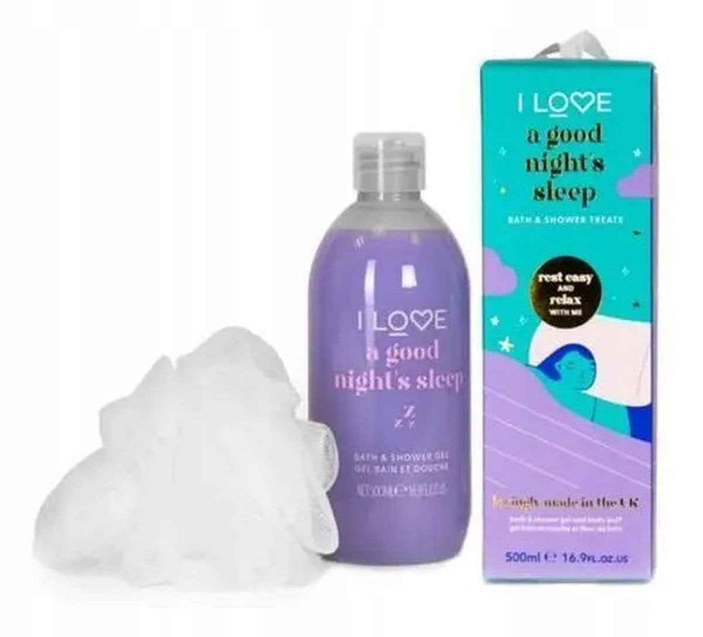 I Love Set I Love: A Good Night's Sleep Hydrating – Shower Gel for Women, For All Skin Types, 500 ml + I Love, Body Sponge