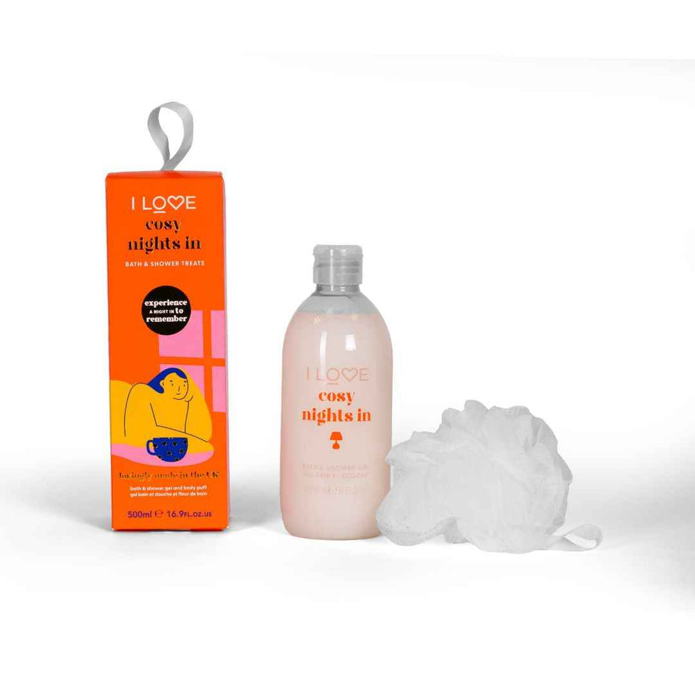 I Love Set I Love: Cosy Night's Hydrating – Shower Gel for Women, For All Skin Types, 500 ml + I Love, Body Sponge