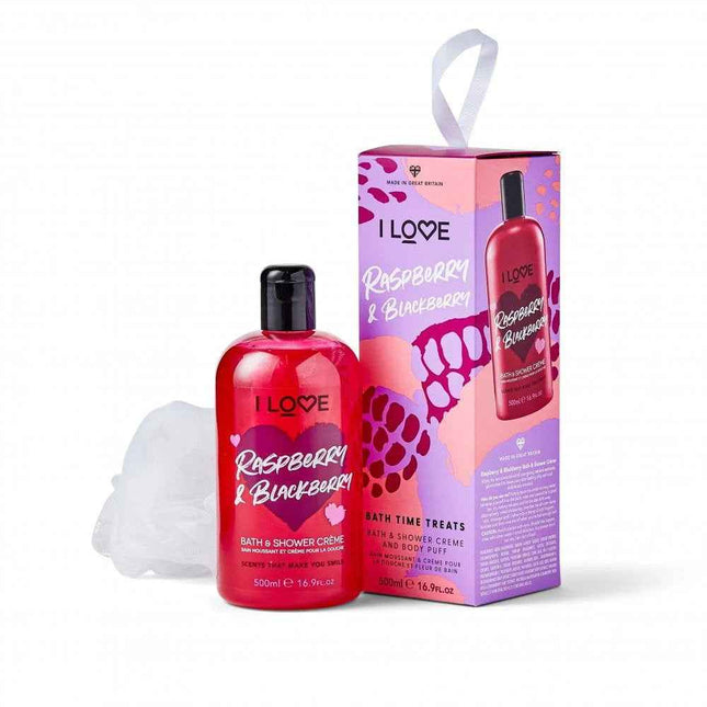 I Love Set I Love: Raspberry & Blackberry Hydrating – Shower Gel for Women, For All Skin Types, 500 ml + I Love, Body Sponge