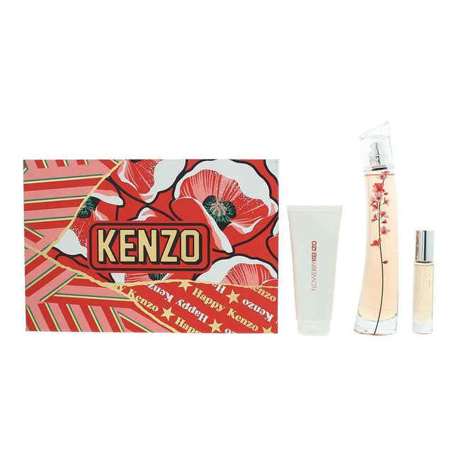 Kenzo Set Kenzo: Flower Ikebana Sakura – Eau de Parfum for Women, 75 ml + Flower Ikebana Sakura, 10 ml + Flower Ikebana Sakura, Hydrating, Body Lotion, 75 ml
