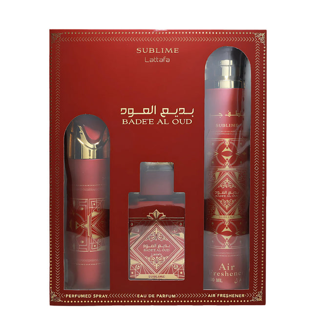 Lattafa Set Lattafa: Bade'e Al Oud Sublime – Eau de Parfum for Men, 100 ml + Bade'e Al Oud Sublime, Scented Spray, 200 ml +…