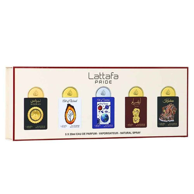 Lattafa Set Lattafa: Nebras – Eau de Parfum for Women, 20 ml + Art Of Wood, 20 ml + Art Of Universe, 20 ml + Ansaam Gold, 20 ml + Kashan, 20 ml