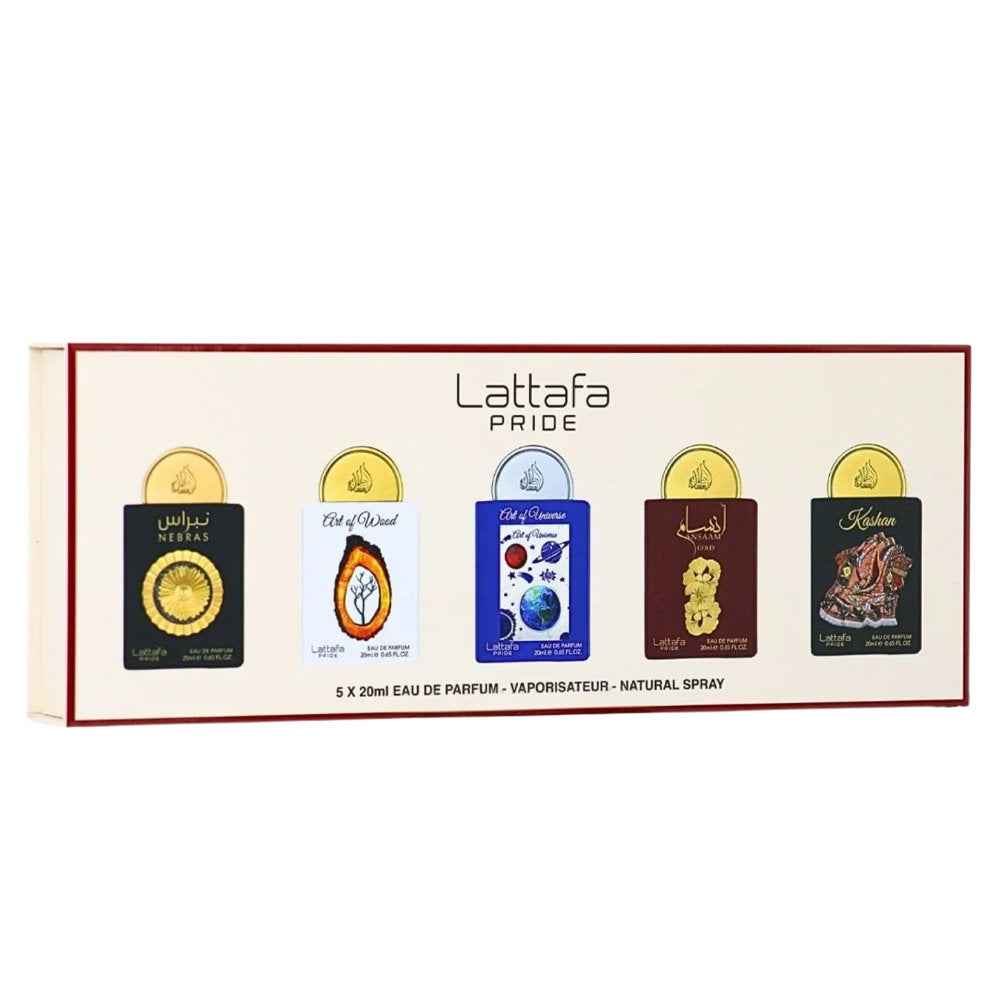 Lattafa Set Lattafa: Nebras – Eau de Parfum for Women, 20 ml + Art Of Wood, 20 ml + Art Of Universe, 20 ml + Ansaam Gold, 20 ml + Kashan, 20 ml