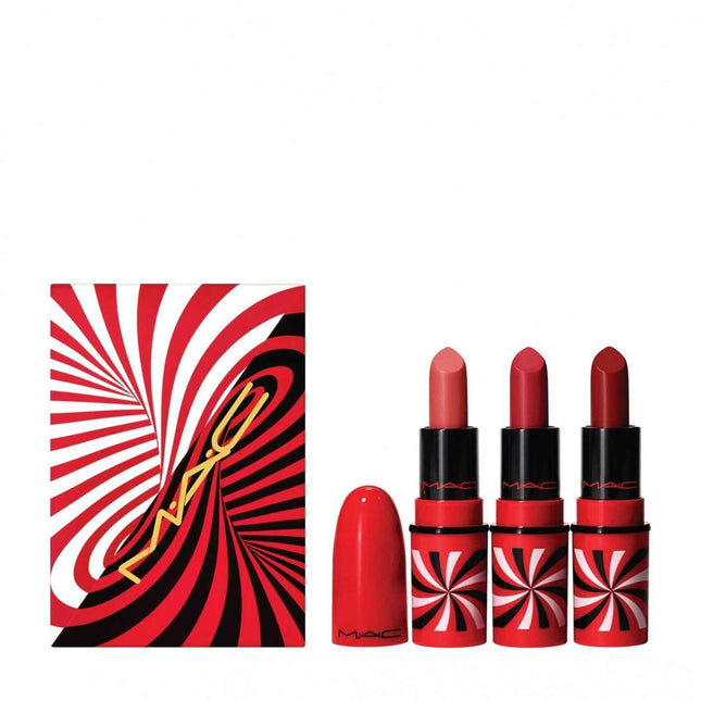 MAC Tiny Tricks Set MAC: Mini – Cream Lipstick for Women, Awespicious, 1.7 g + + Mini, Matte, Sleight Of Grand, 1.8 g Miniature