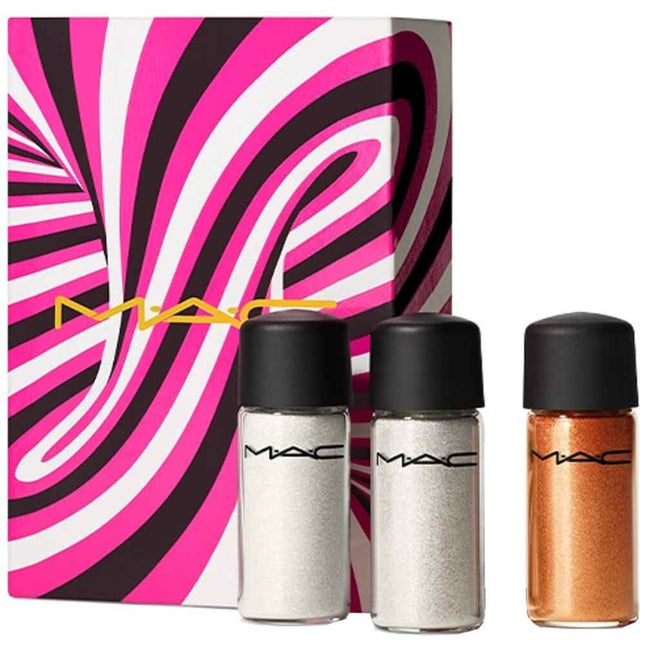 MAC Sprinkle Of Magic Set MAC: Mini Loose Glitter Eyeshadow – Makeup Set for Women, Gold, 2.5 g + Mini, Loose Glitter Eyeshadow, Red, 2.5 g + Mini, Loose Glitter Eyeshadow, Bronze, 2.5 g
