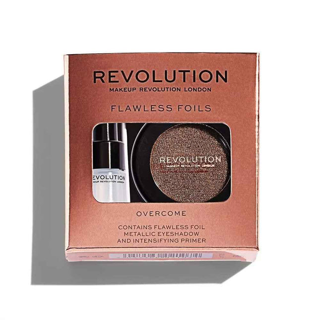 Makeup Revolution Set Makeup Revolution: Flawless Foils for Women, Vegan, Eyeshadow Primer, 2 ml + Flawless Foils, Vegan, Eyeshadow Palette, Overcome, 2 g
