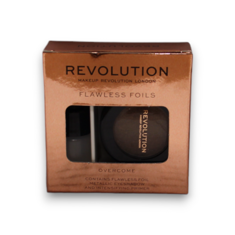 Makeup Revolution Set Makeup Revolution: Flawless Foils for Women, Vegan, Eyeshadow Primer, 2 ml + Flawless Foils, Vegan, Eyeshadow Palette, Overcome, 2 g