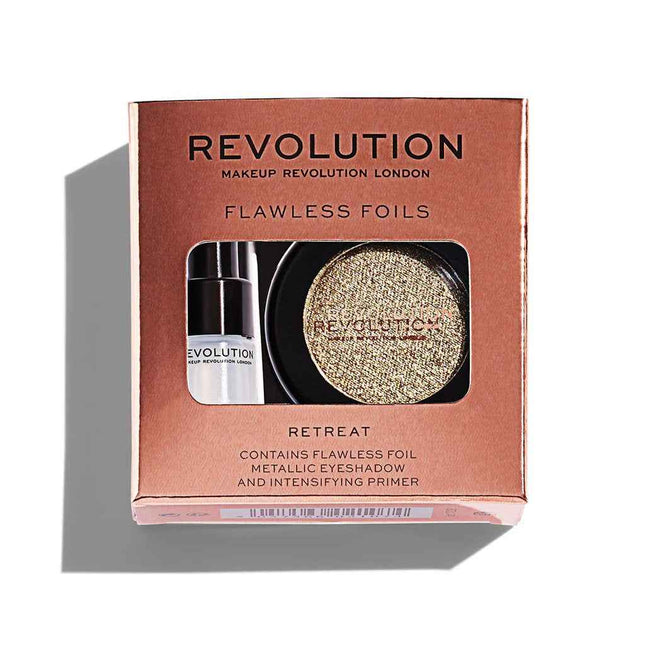 Makeup Revolution Set Makeup Revolution: Flawless Foils for Women, Vegan, Eyeshadow Primer, 2 ml + Flawless Foils, Vegan, Eyeshadow Palette, Retreat, 2 g